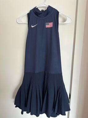 Nike Girls' Navy Sleeveless USA Patch Pleated Hem Dress